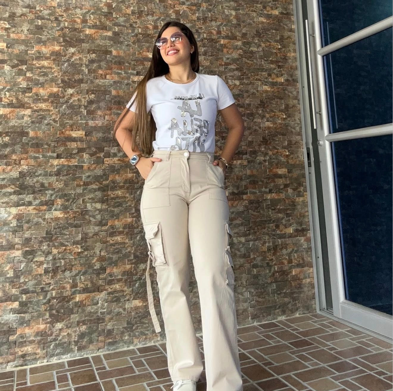 Pantalón Cargo (Color: Beige)